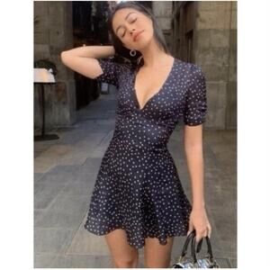 Realisation Par Silk Dress XS Navy Star Ozzie Boho Summery Flirty 90's Y2k